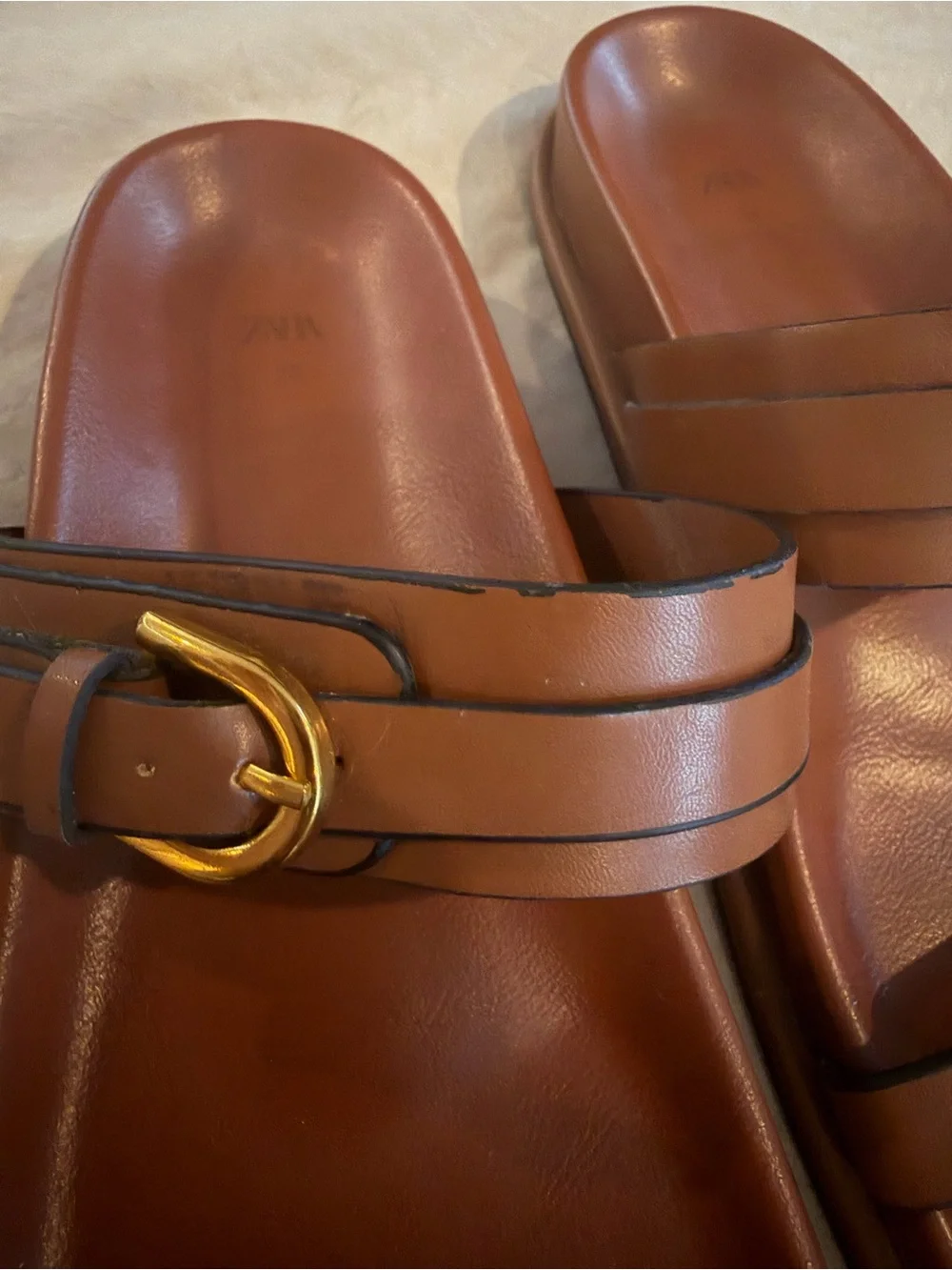 Zara brown buckle sandals - Picture 6 of 8